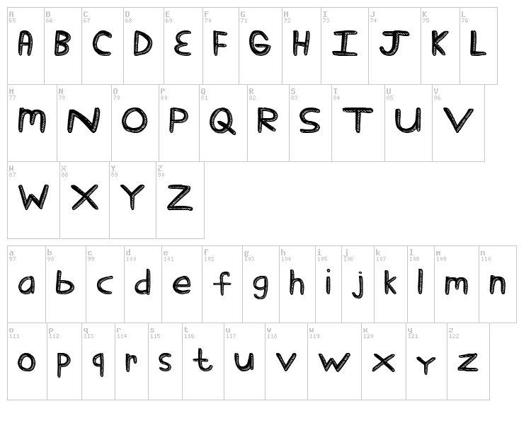 Stick Tickle font map
